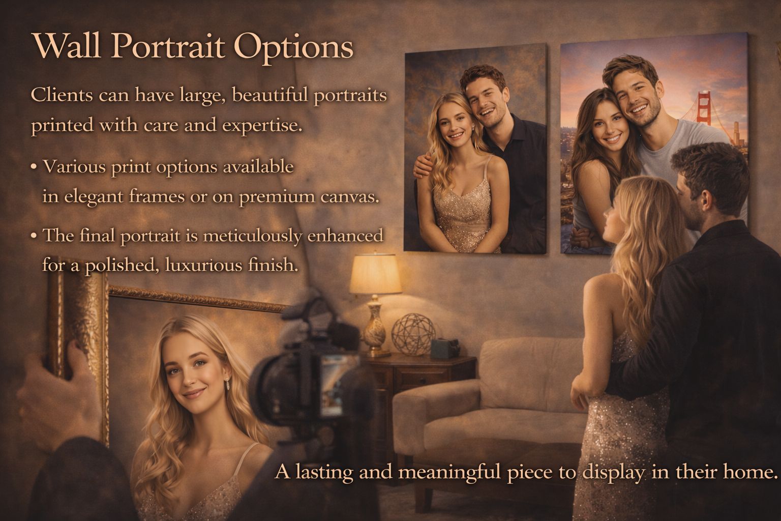 Studio shoot and large framed wall portraits